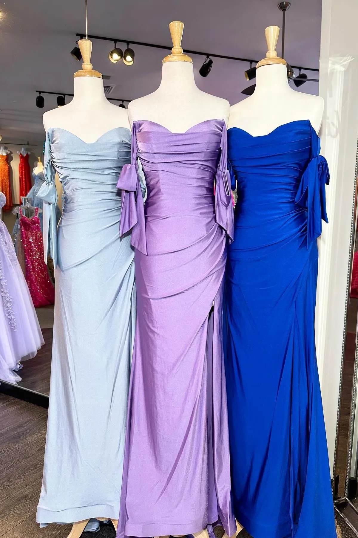 Lincoln | Off the Shoulder Lemon Green Ruched Mermaid Long Formal Dress sold by KissProm product image thumbnail 4