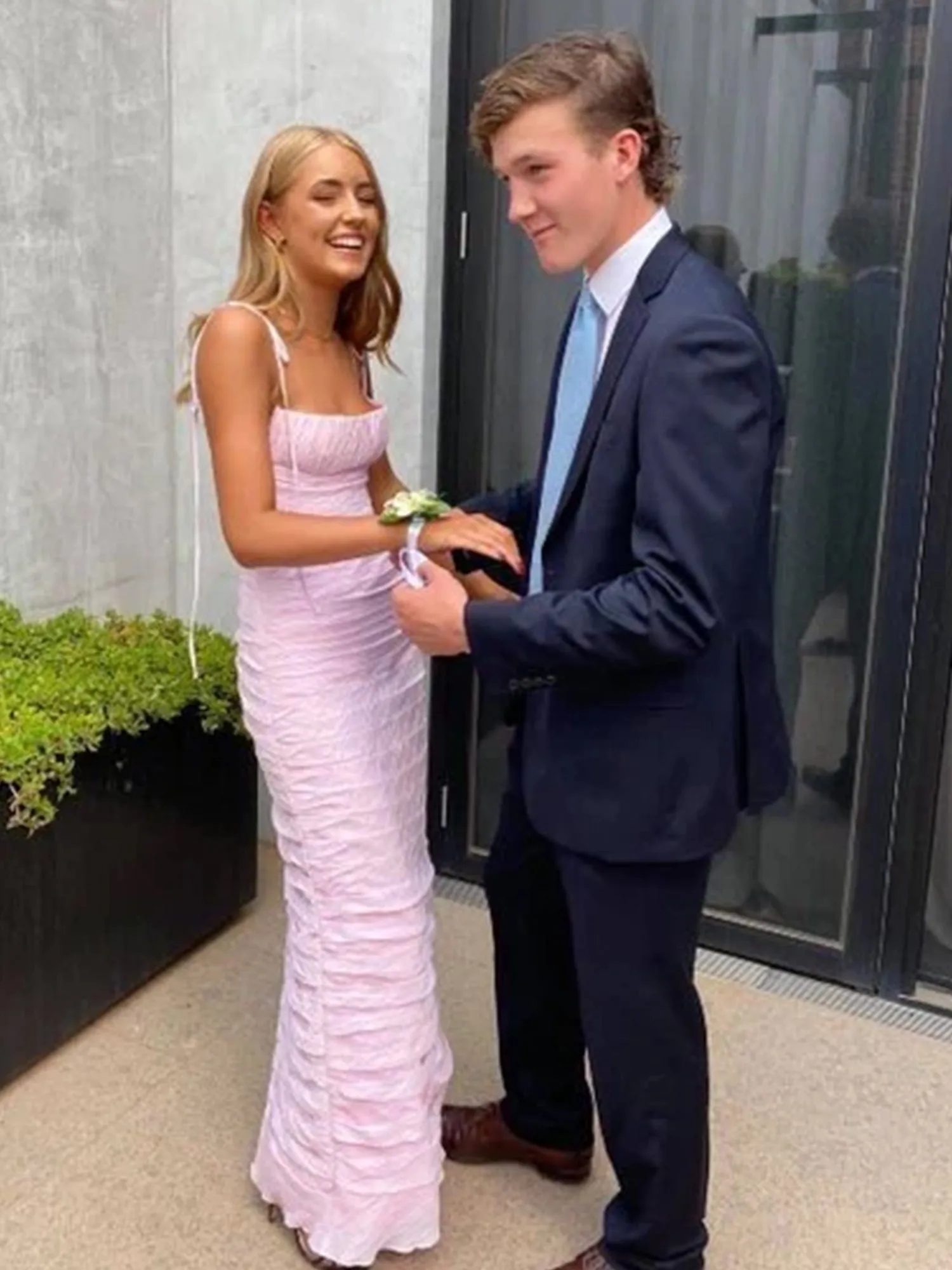 Henry | Mermaid Spaghetti Straps Floor Length Sleeveless Pink Prom Dress sold by KissProm product image thumbnail 3