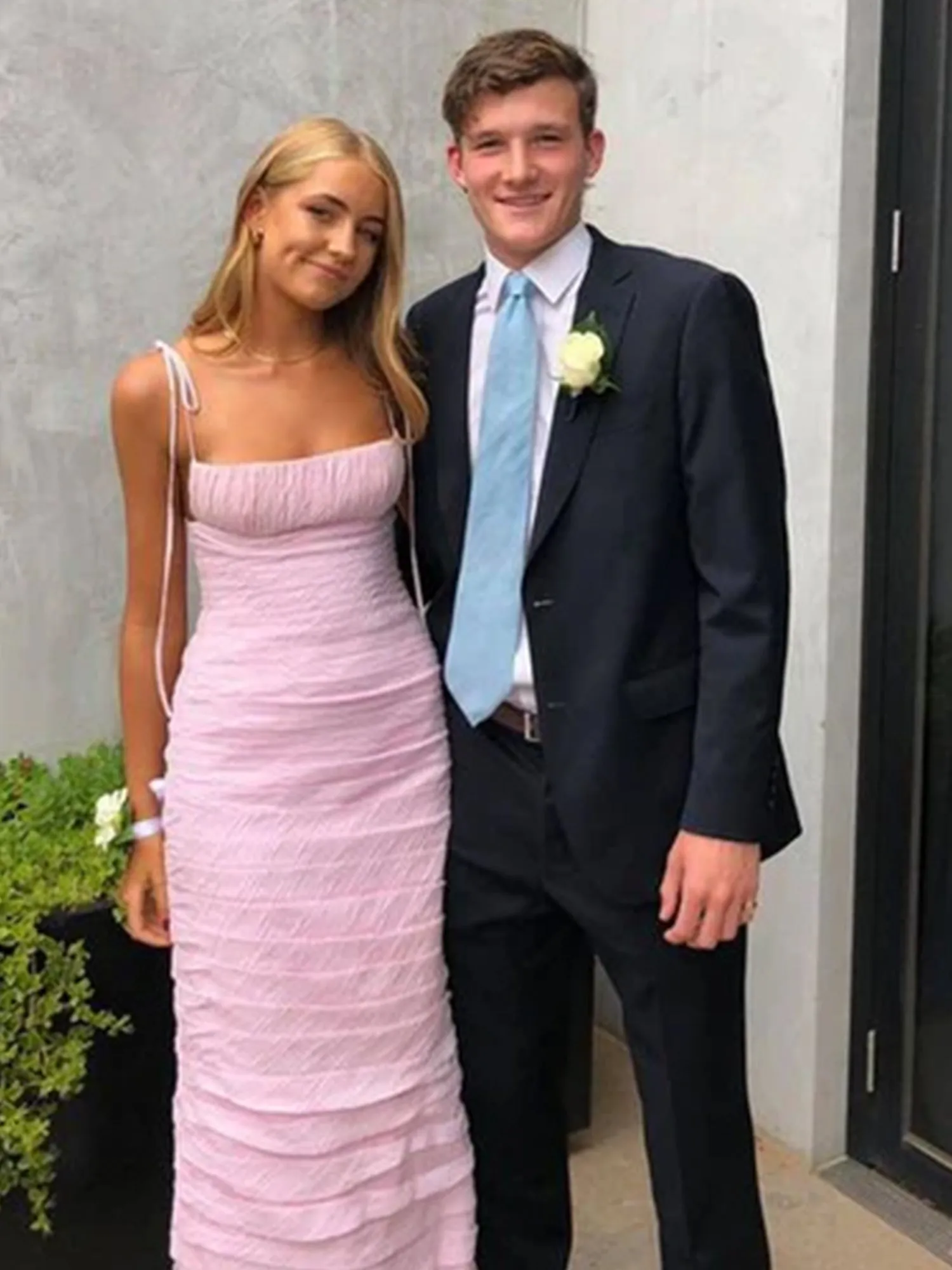 Henry | Mermaid Spaghetti Straps Floor Length Sleeveless Pink Prom Dress sold by KissProm product image thumbnail 2