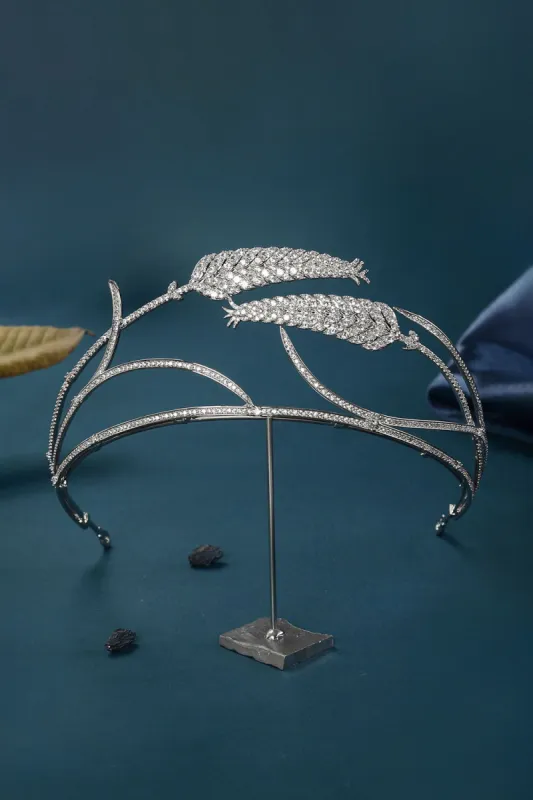 Silver Princess Ears of Wheat Rhinestone Crowns sold by KissProm