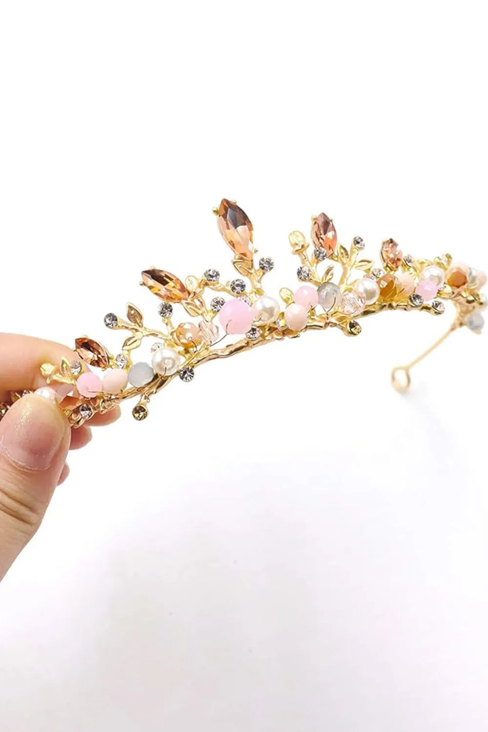 Crystal Pearl Rose Gold Bridal Tiaras sold by KissProm product image thumbnail 3