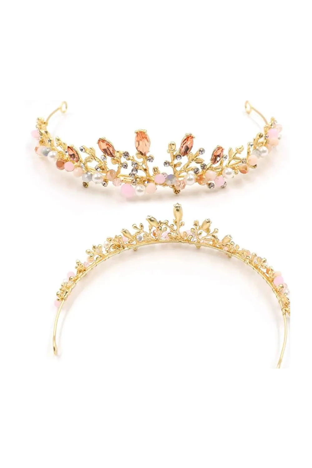 Crystal Pearl Rose Gold Bridal Tiaras sold by KissProm product image thumbnail 2