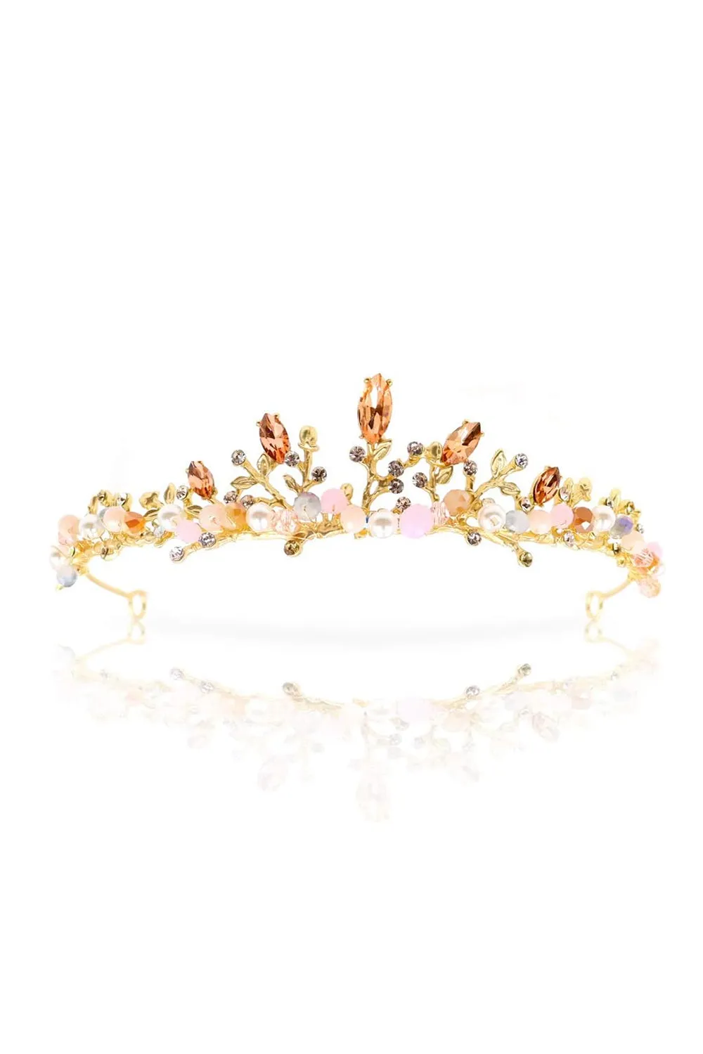 Crystal Pearl Rose Gold Bridal Tiaras sold by KissProm