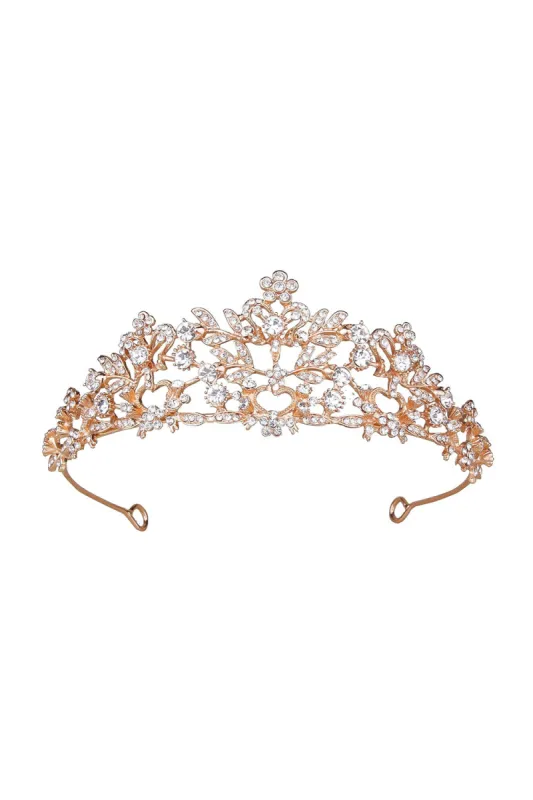 Rose Gold Pink Tiara Bridal Hair Accessories sold by KissProm