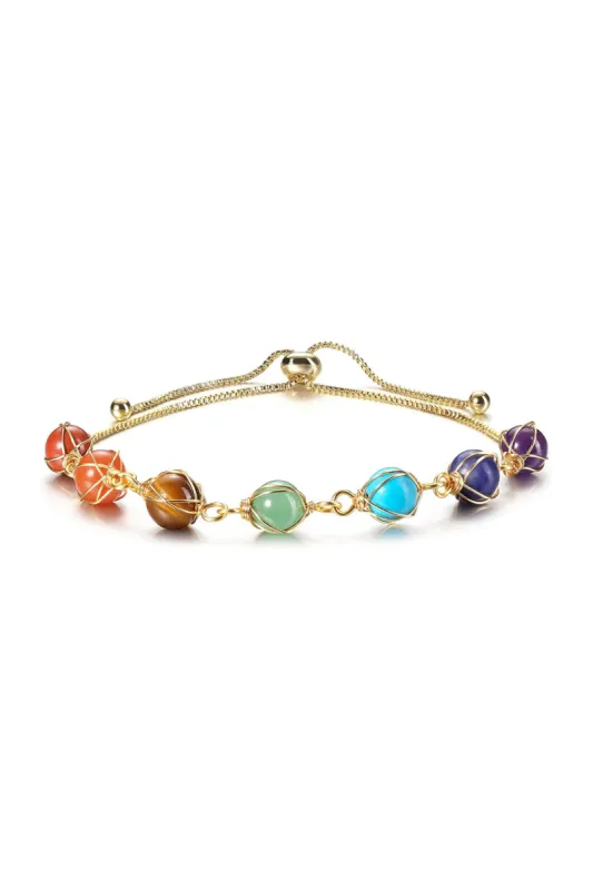 Gold 7 Chakra Gemstone Bracelets sold by KissProm