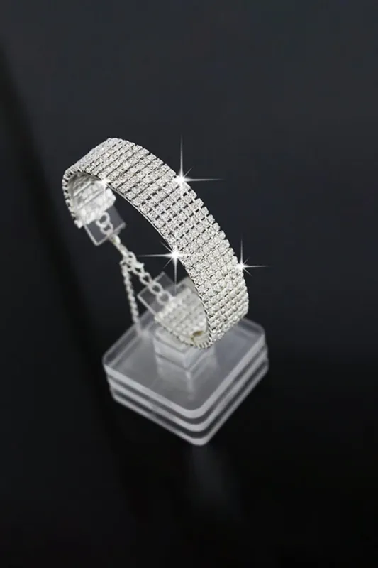Crystal Adjustable Silver Rhinestone Bracelets sold by KissProm