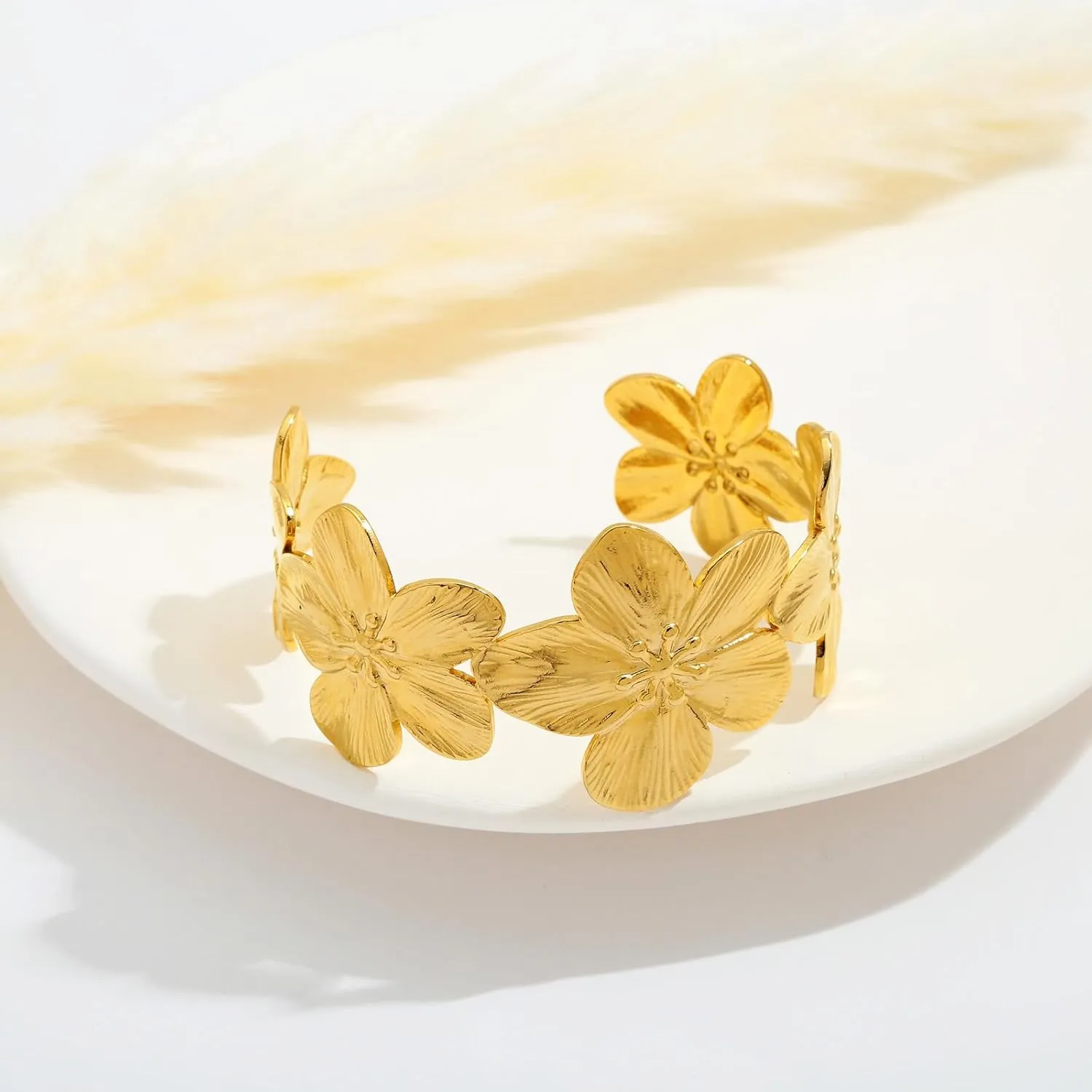 Boho Floral Chunky Wide Open Bracelets sold by KissProm product image thumbnail 3