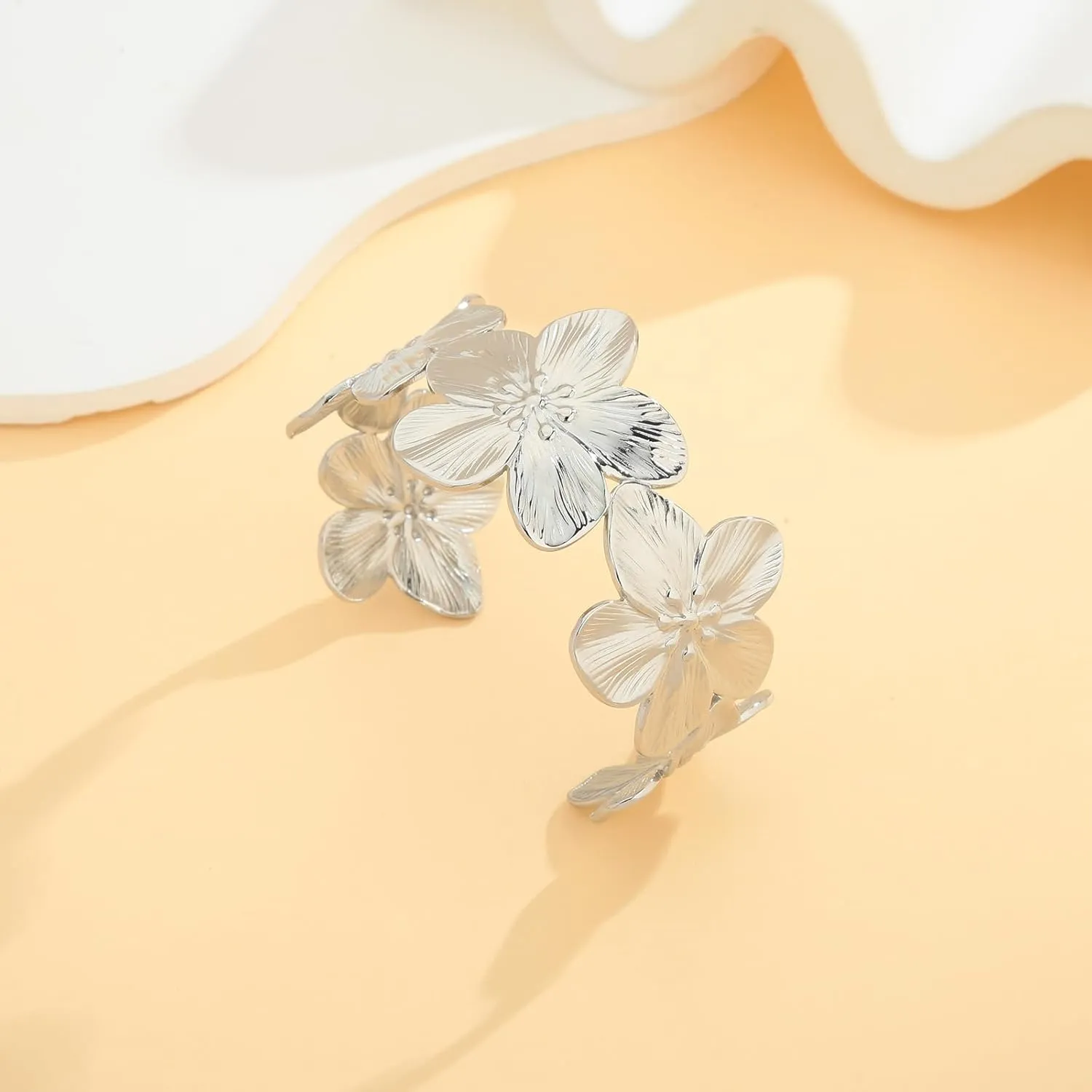 Boho Floral Chunky Wide Open Bracelets sold by KissProm product image thumbnail 5