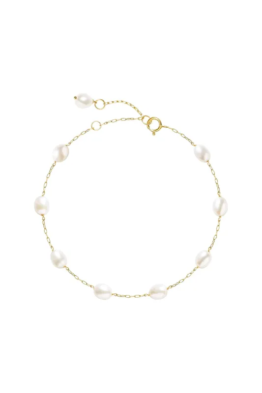 Gold Tin Cup Pearl Adjustable Bracelets sold by KissProm