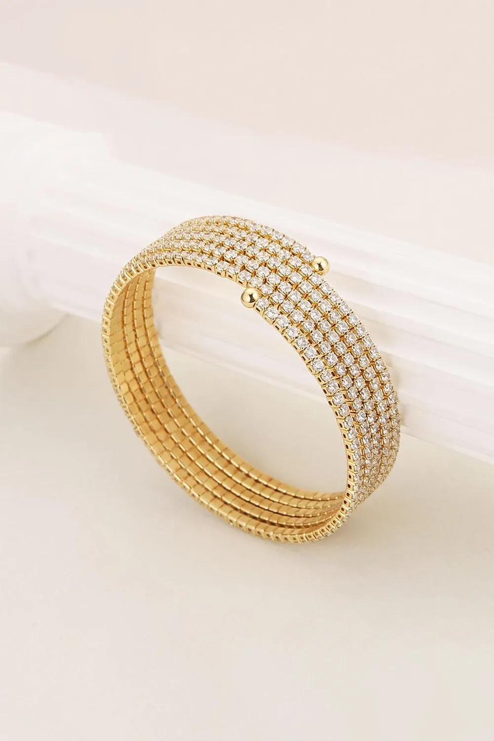 Gold Wrap Cuff MultiLayer Rhinestone Bracelets sold by KissProm product image thumbnail 2