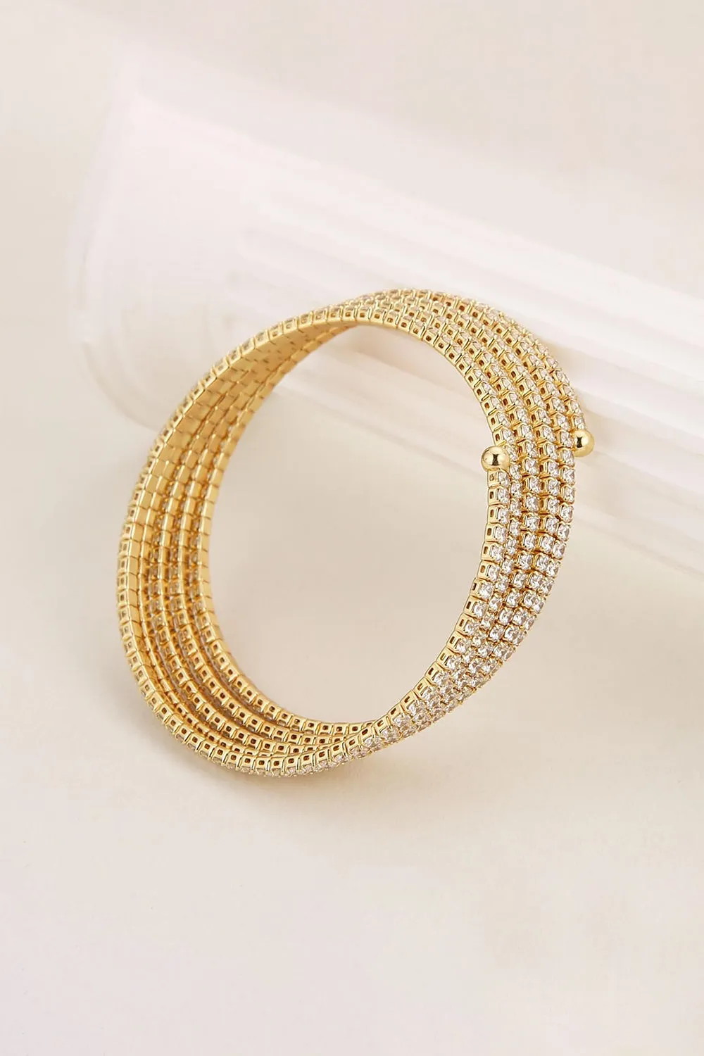 Gold Wrap Cuff MultiLayer Rhinestone Bracelets sold by KissProm product image thumbnail 3