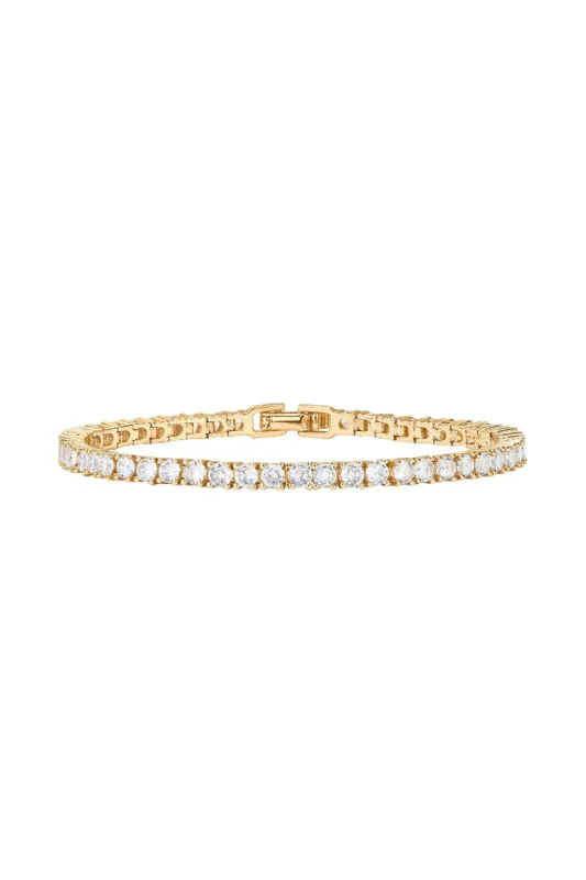 Gold Plated 3mm Cubic Zirconia Classic Tennis Bracelets sold by KissProm