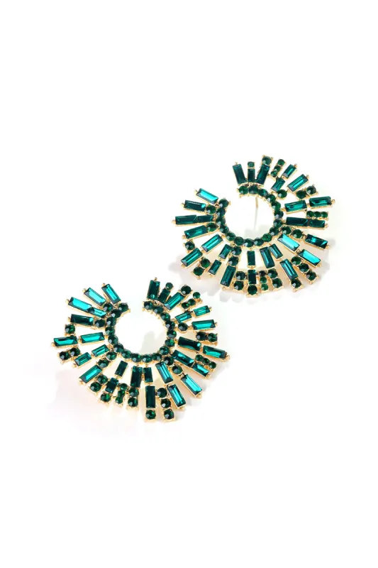 Green Rhinestone Round Shape Earrings sold by KissProm