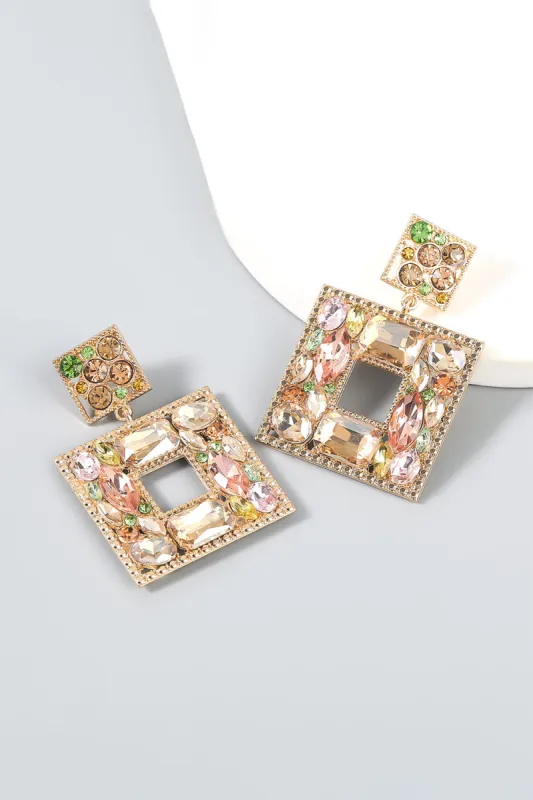 Rhinestone Square Statement Dangle Earrings sold by KissProm