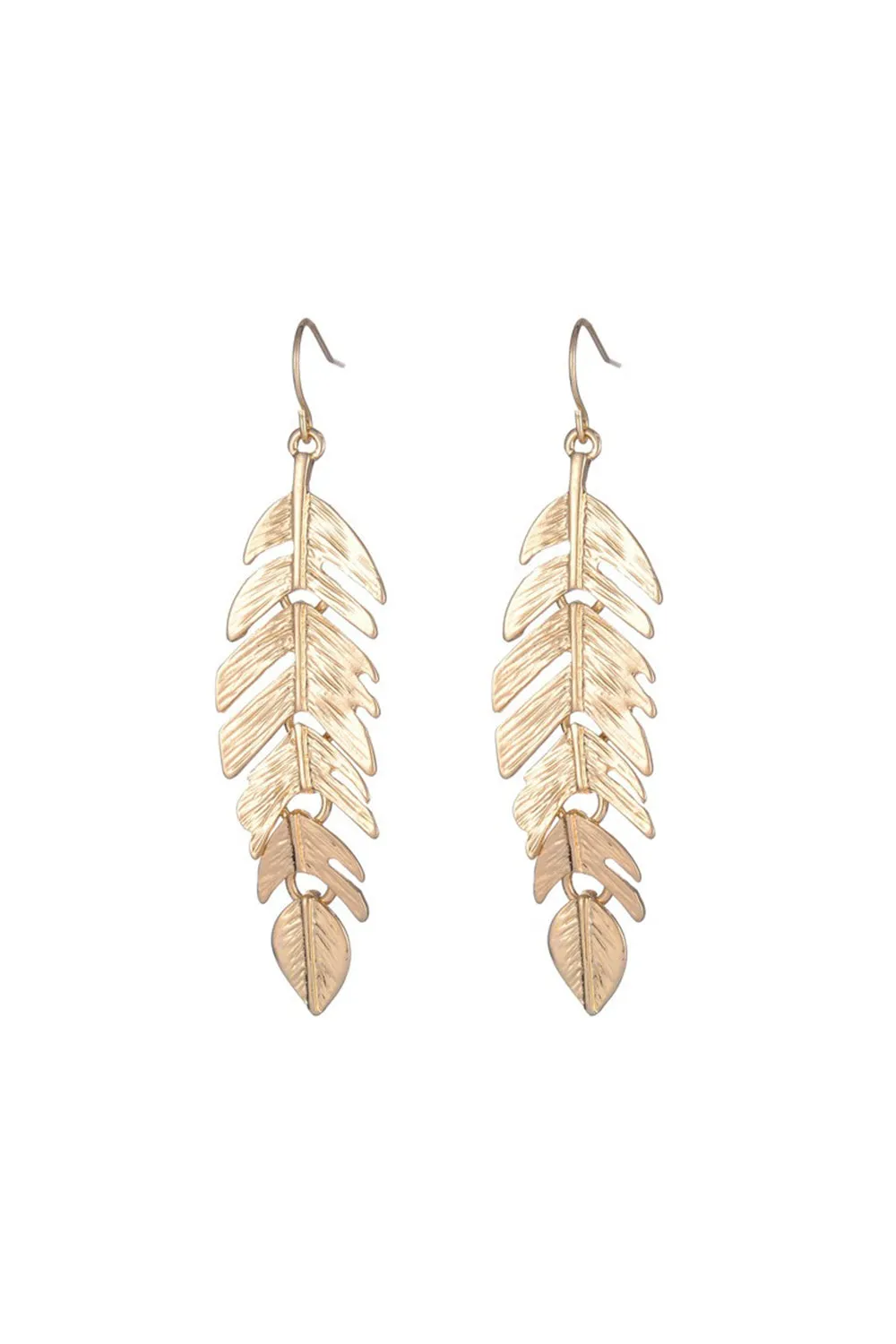 Gold Leaf Feather Earrings sold by KissProm