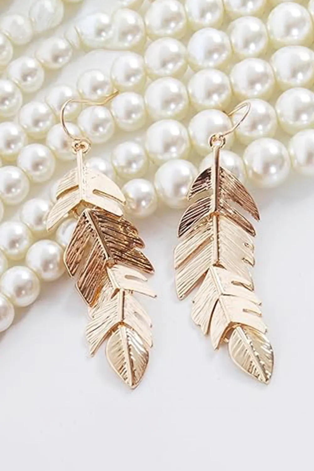Gold Leaf Feather Earrings sold by KissProm product image thumbnail 2