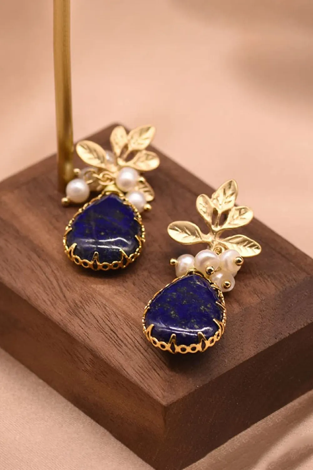 Vintage Lapis Lazuli Drop Earrings sold by KissProm product image thumbnail 2