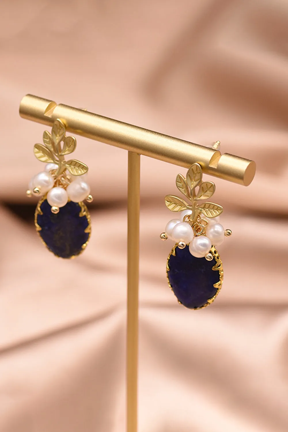 Vintage Lapis Lazuli Drop Earrings sold by KissProm product image thumbnail 3