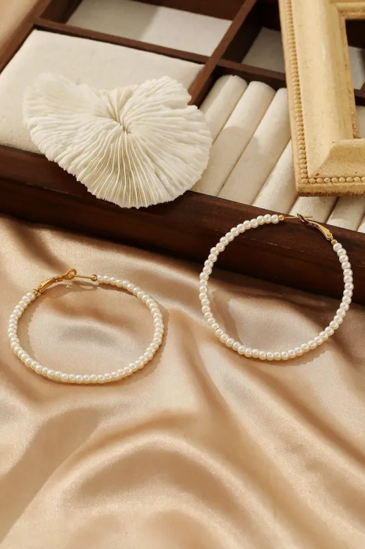 Simple Pearl Hoop Earrings sold by KissProm
