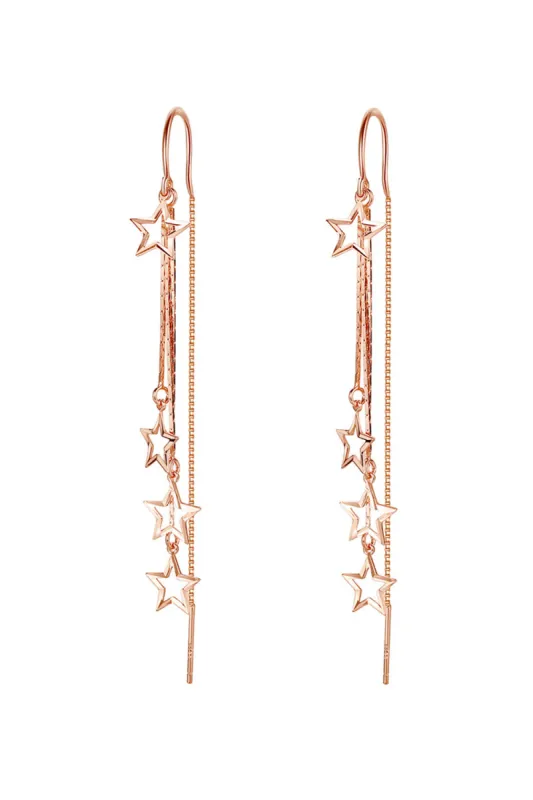 Long Dangle Drop Tassel Star Meteor Earrings sold by KissProm