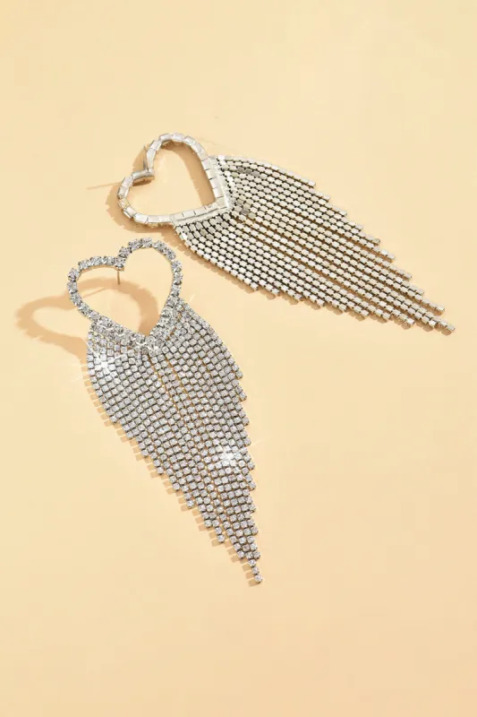 Silver Rhinestone Tassel Earrings Sparkly sold by KissProm