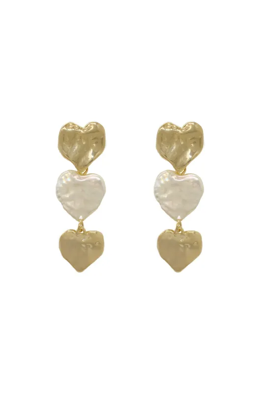 Gold Heart Shape Pearl Earrings sold by KissProm