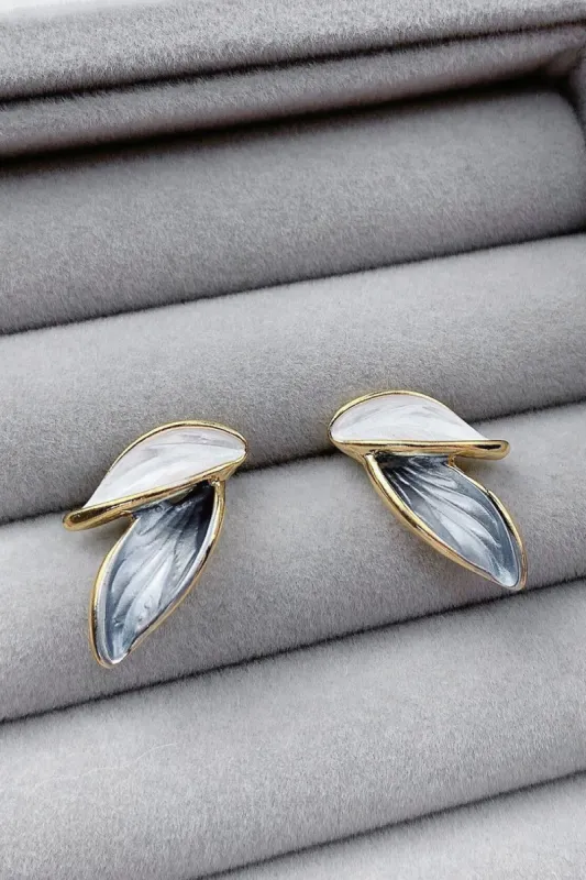Leaf Stud Earrings Gold sold by KissProm