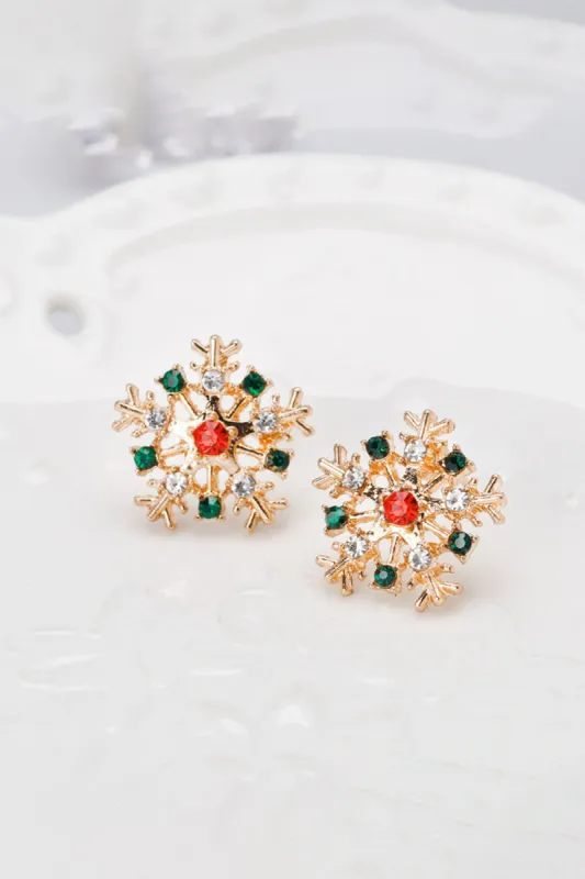 Snowflake Gold Earrings Rhinestones sold by KissProm