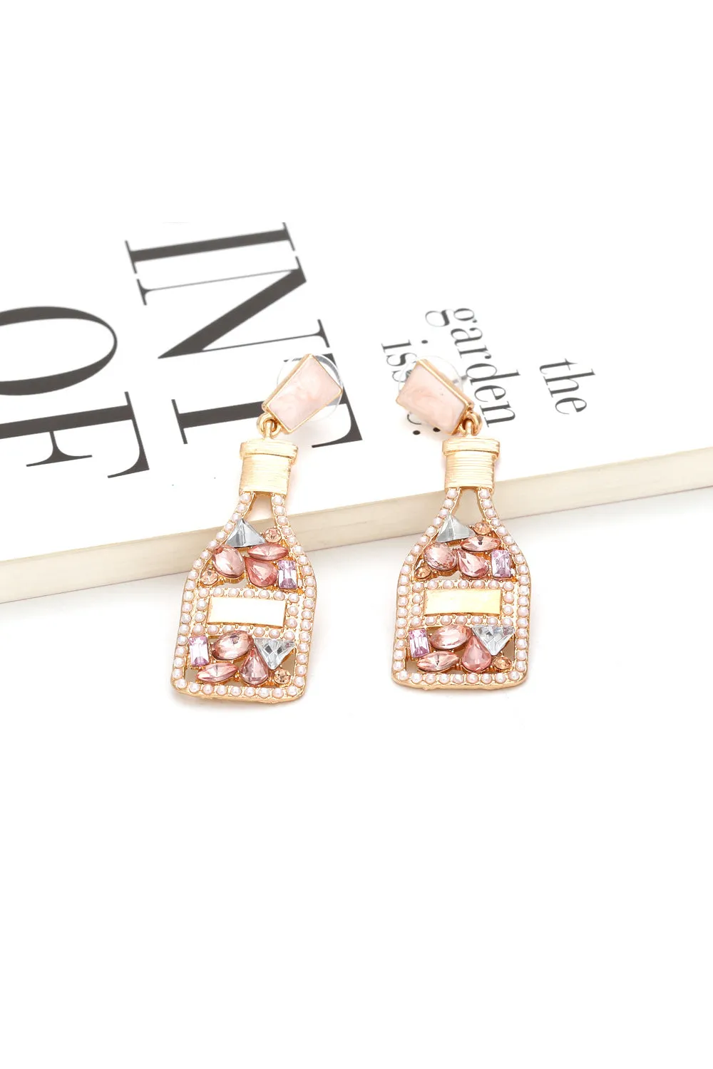 Champagne Bottle Earrings Rhinestone Crystal sold by KissProm product image thumbnail 3