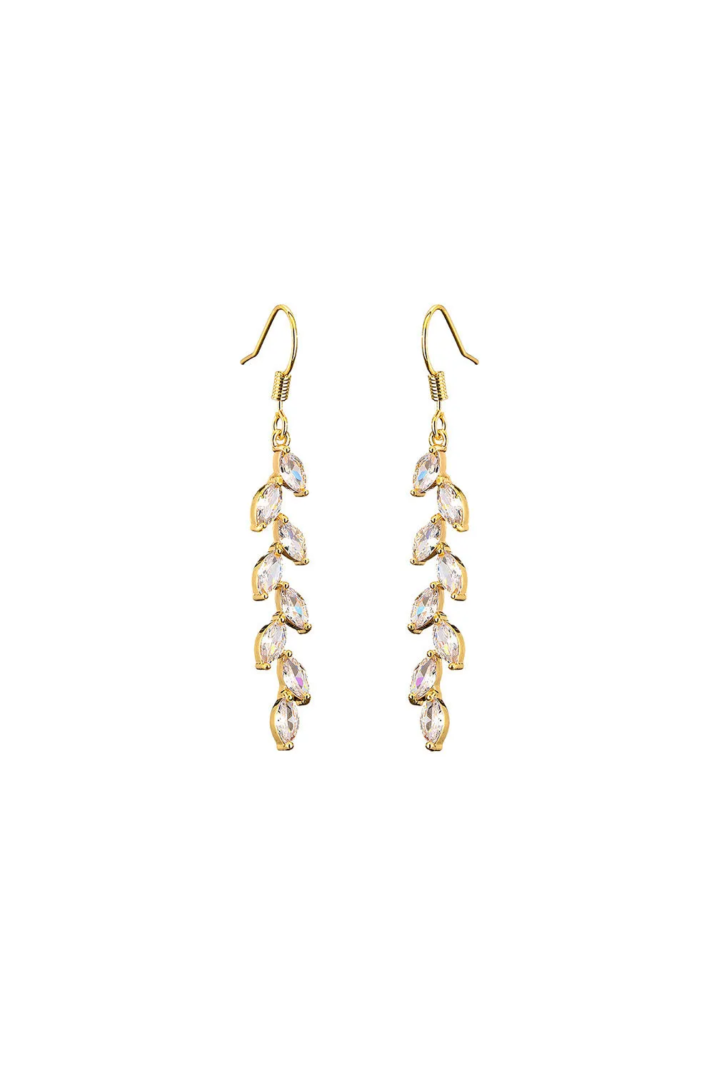 Rhinestone Leaf Dangle Earrings Crystal Drop sold by KissProm