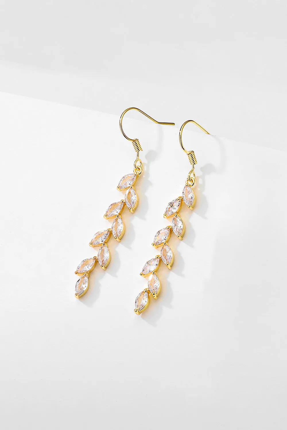 Rhinestone Leaf Dangle Earrings Crystal Drop sold by KissProm product image thumbnail 2