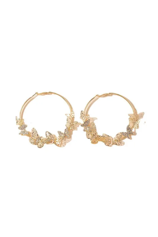 Butterfly Hoop Earrings Gold sold by KissProm