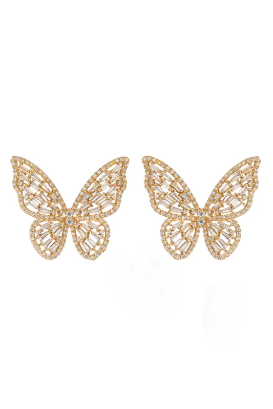 Silver Rhinestone Butterfly Earrings sold by KissProm