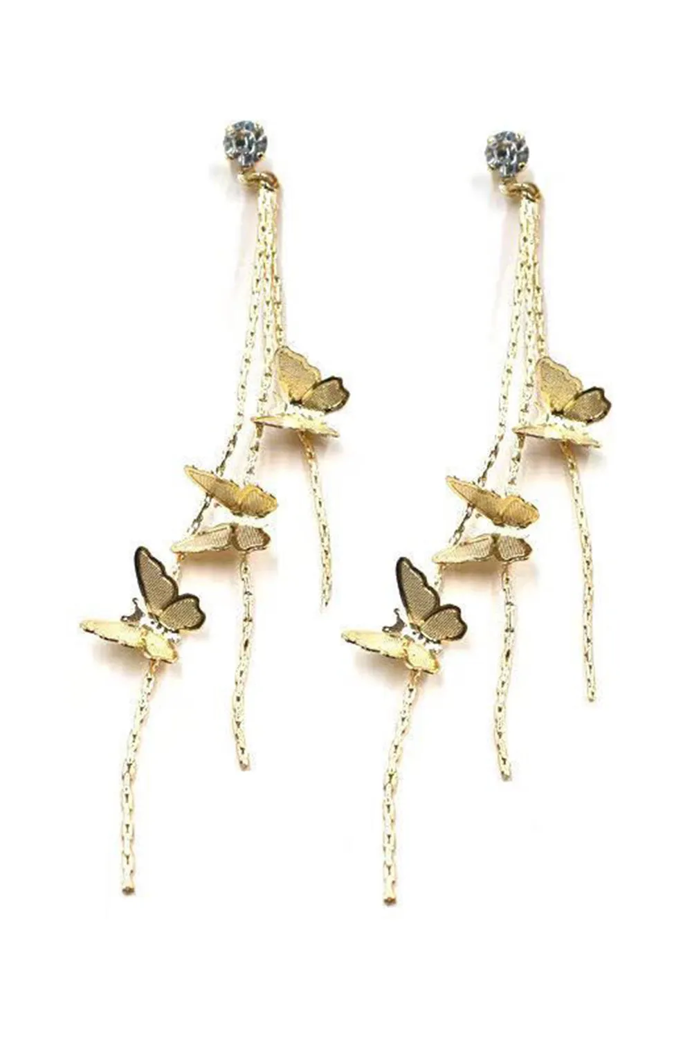 Gold Butterfly Tassel Earrings sold by KissProm