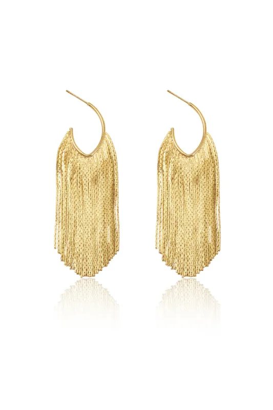 Gold Statement Tassel Long Earrings sold by KissProm