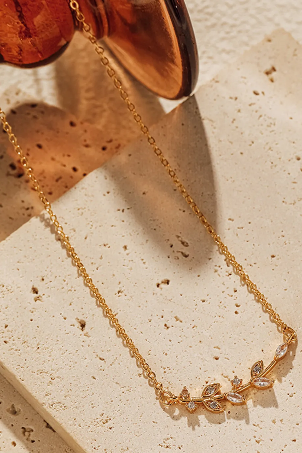 Leaf Pendant Zircon Necklace sold by KissProm product image thumbnail 3