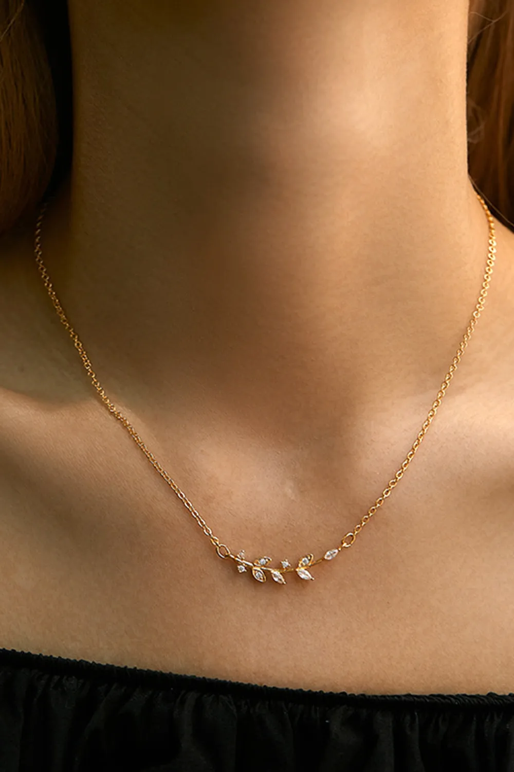 Leaf Pendant Zircon Necklace sold by KissProm product image thumbnail 5