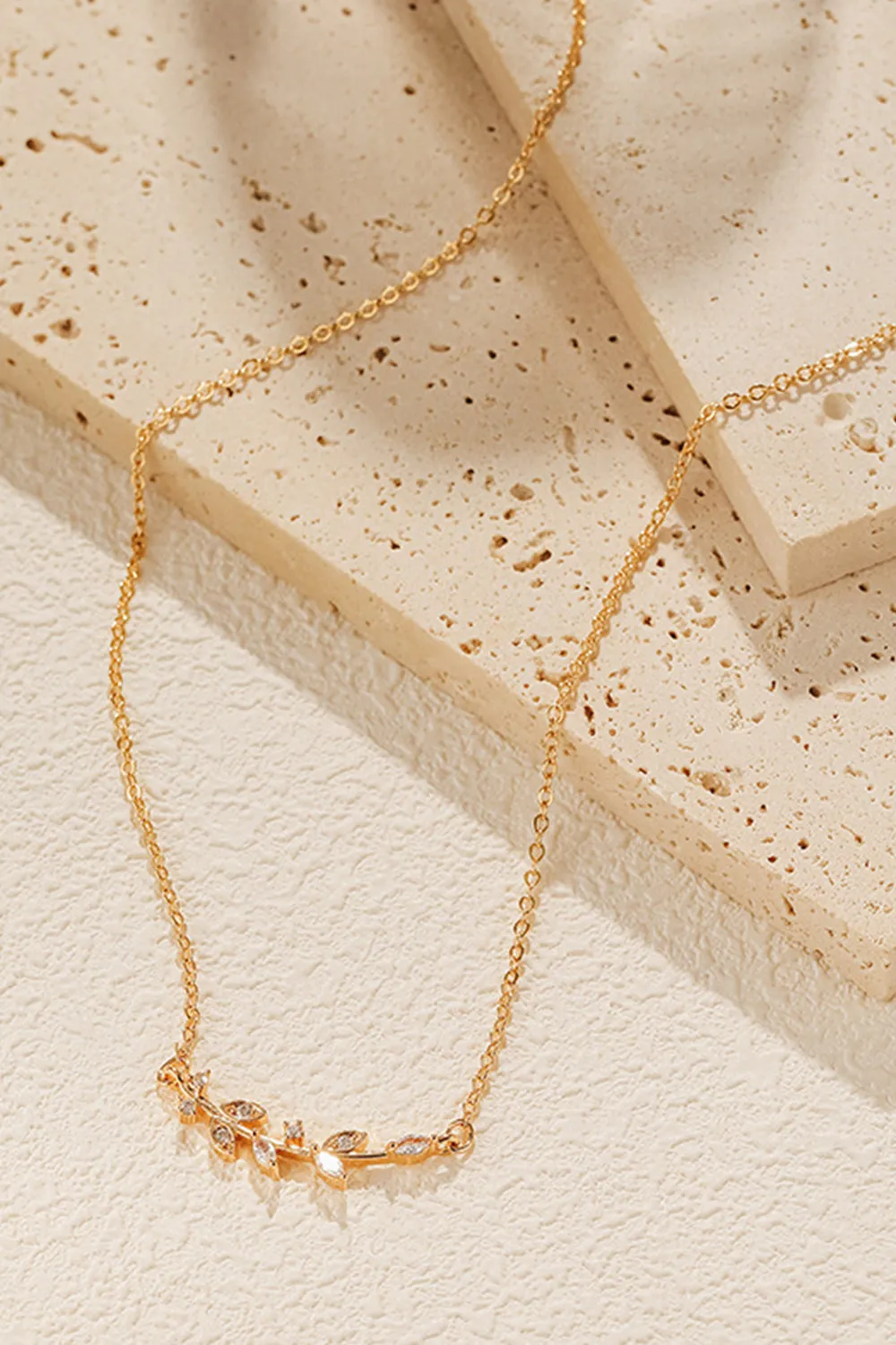 Leaf Pendant Zircon Necklace sold by KissProm product image thumbnail 4