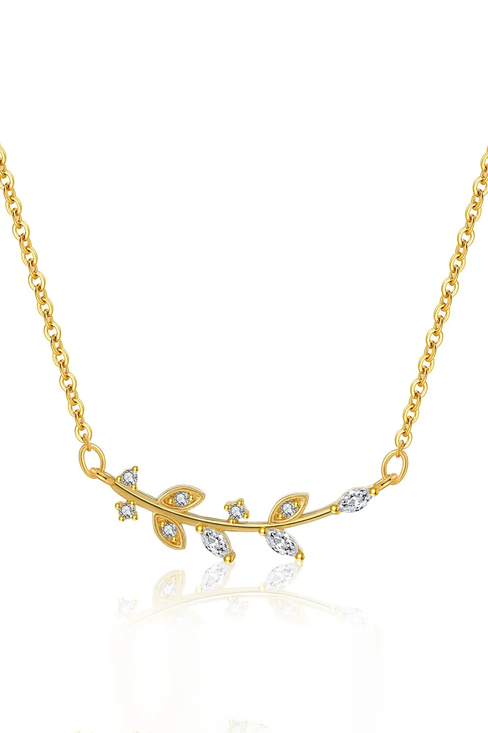 Leaf Pendant Zircon Necklace sold by KissProm product image thumbnail 2