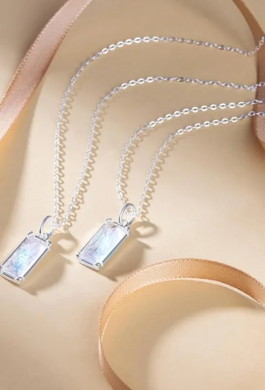 Silver Square Zircon Necklace sold by KissProm