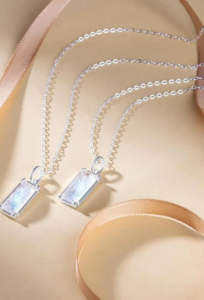 Silver Square Zircon Necklace sold by KissProm