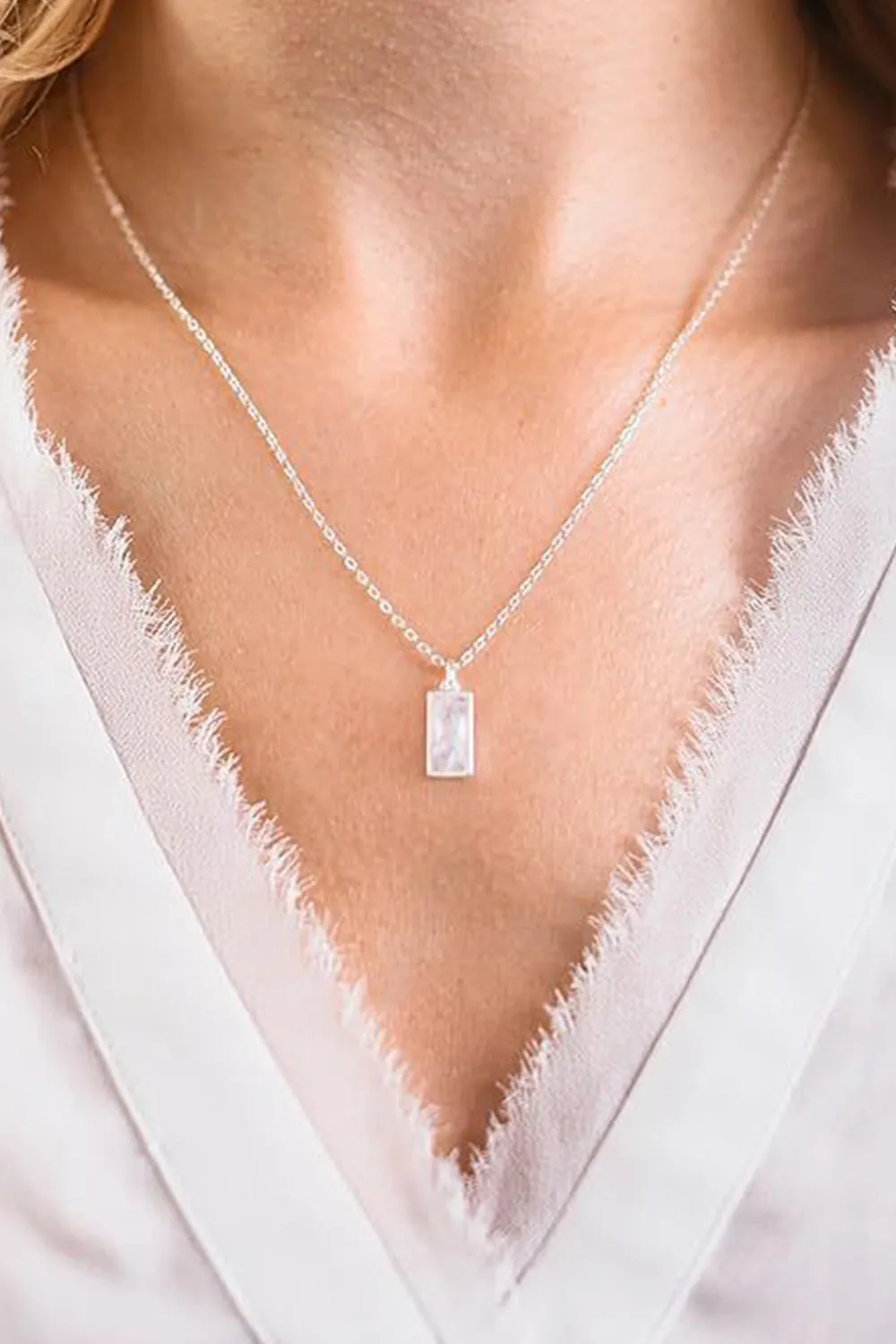 Silver Square Zircon Necklace sold by KissProm product image thumbnail 3