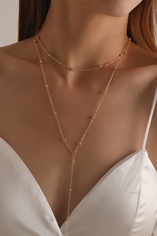 Geometric Tassel Round Bead Multi Layer Long Necklace sold by KissProm