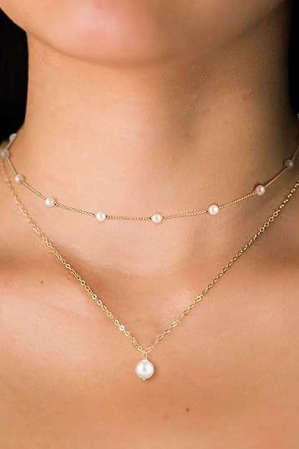 Pearl Tassel Pendant Double Layer Necklace sold by KissProm product image thumbnail 3