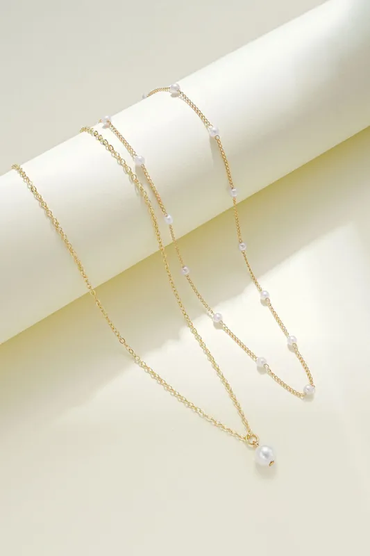 Pearl Tassel Pendant Double Layer Necklace sold by KissProm