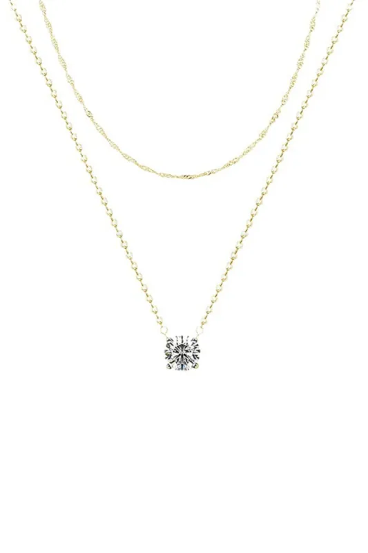 Double Layer Detachable Gold Zircon Necklace sold by KissProm