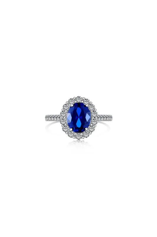 Sterling Silver Oval Royal Blue Sapphire Ring sold by KissProm