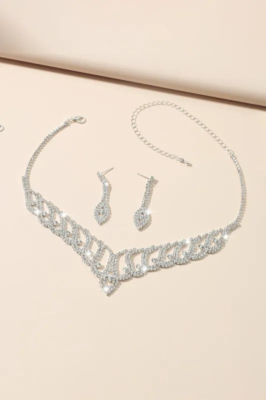 Classic Diamond Sparkling Necklace And Earrings Set sold by KissProm
