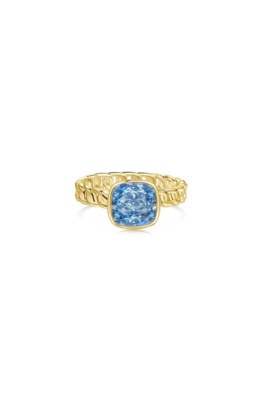 18K Gold Plated Fat Square Bright Zircon Ring sold by KissProm