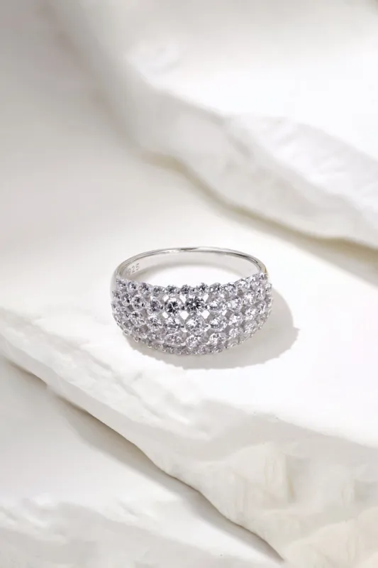 Sterling Silver White Zircon Band Ring sold by KissProm